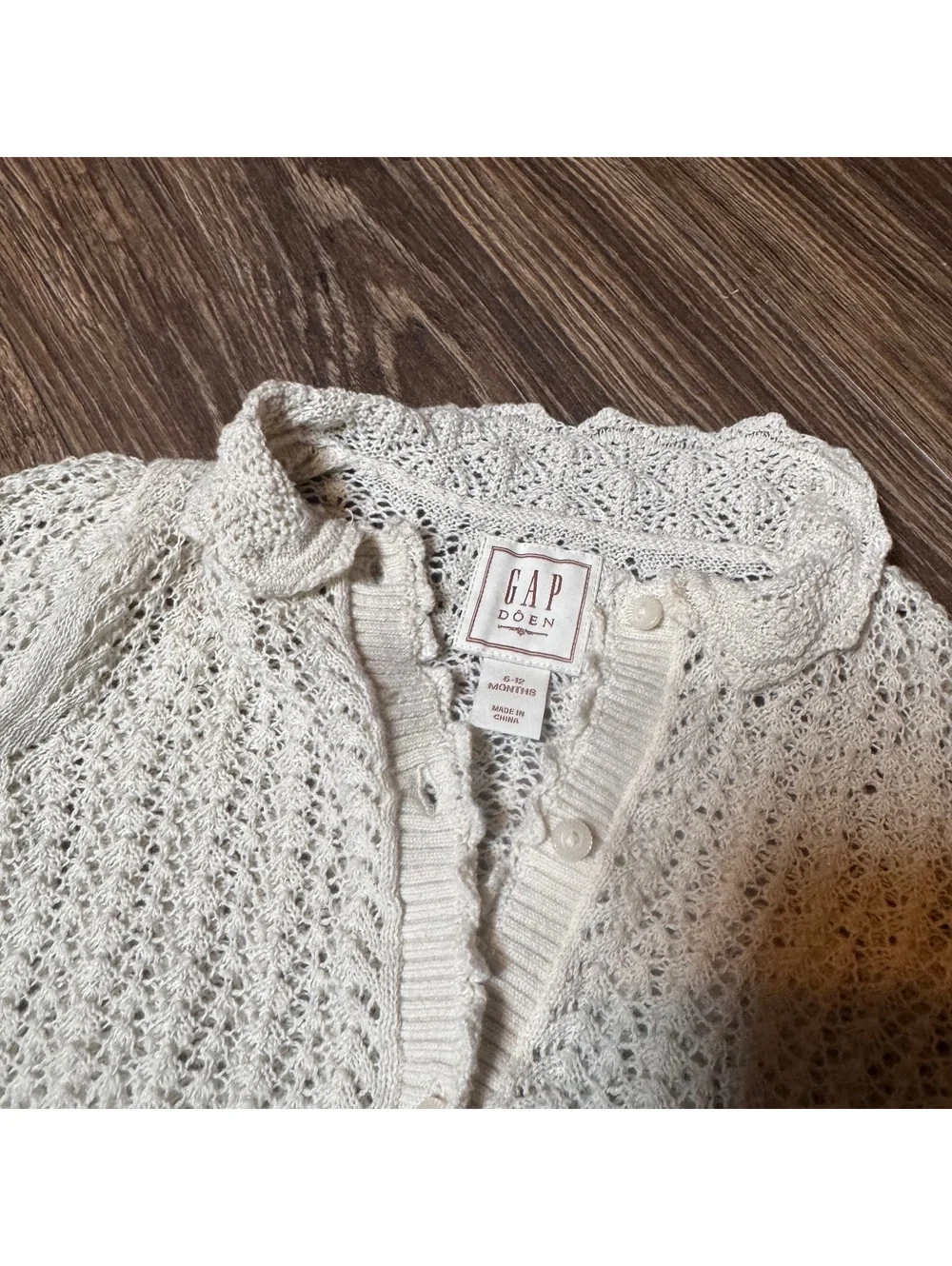 GAP × DÔEN Pointelle Knit Cardigan | 6–12 Months